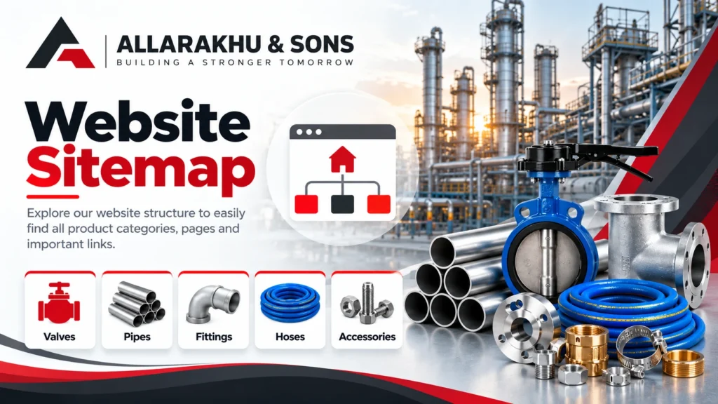 Allarakhu & Sons Sitemap Allarakhu & Sons website sitemap for industrial valves pipes fittings and hoses