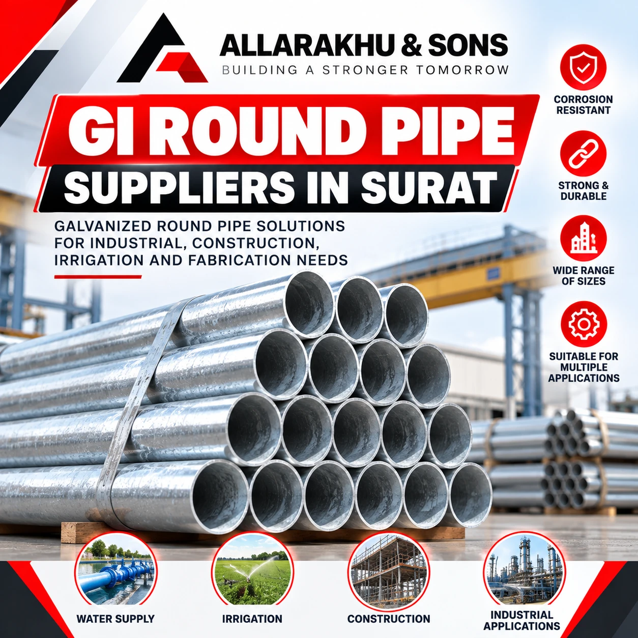 GI Round Pipe Suppliers in Surat - Allarakhu & Sons