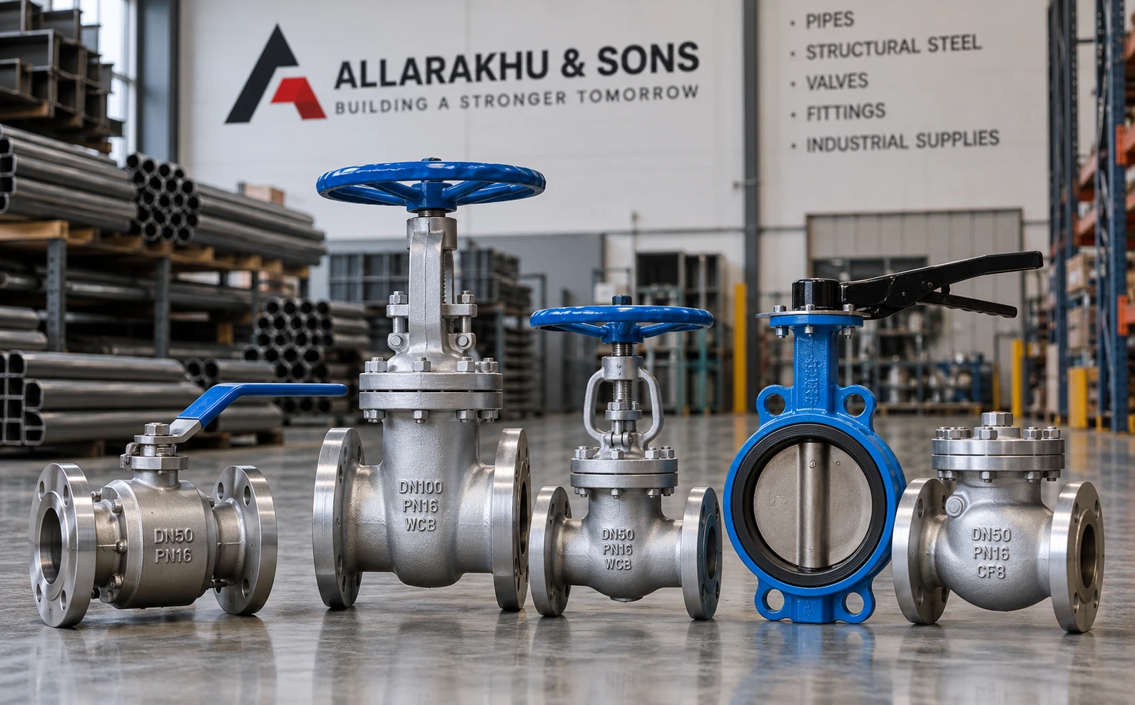 Industrial valves supplier in Surat featuring ball, gate, globe and butterfly valves
