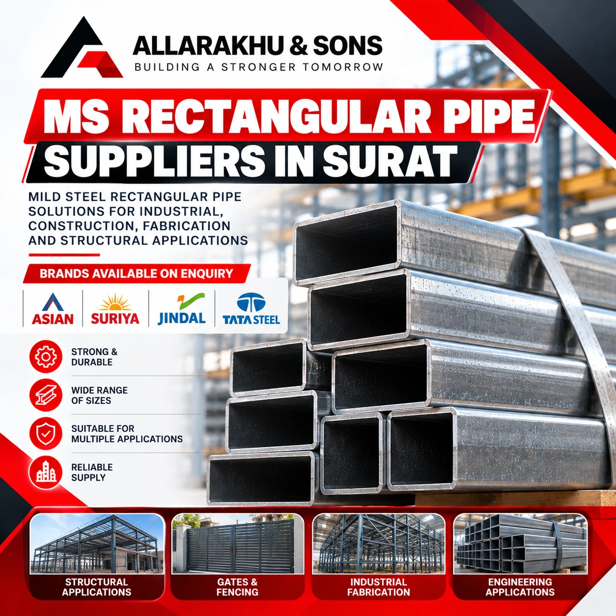 MS Rectangular Pipe Suppliers in Surat