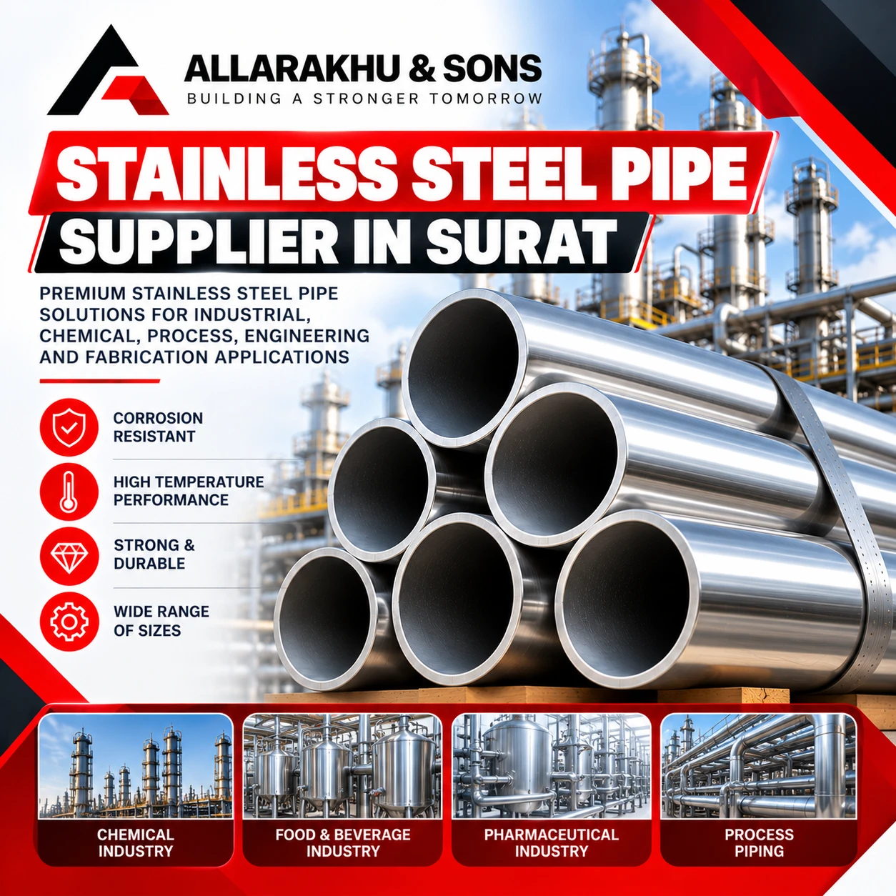 Stainless steel pipe supplier in Surat