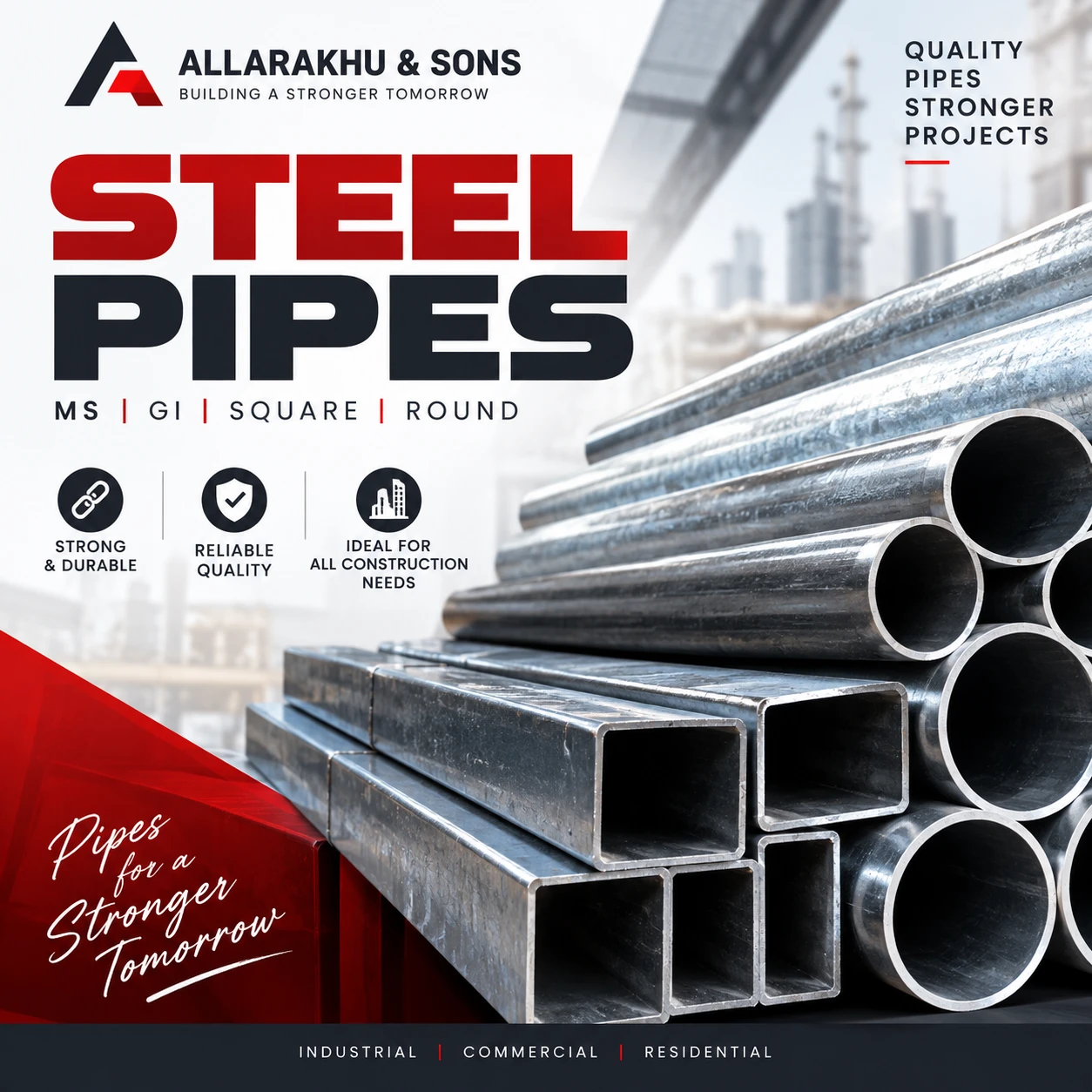 Steel Pipes Supplier in Surat - Allarakhu and Sons